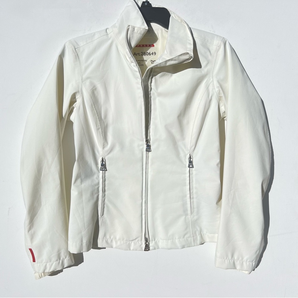 PRADA white zip Gore Tex Jacket 40 4 nylon logo zip windbreaker